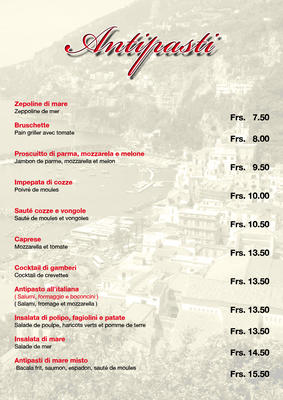 LA COSTIERA MENU ANTIPASTI