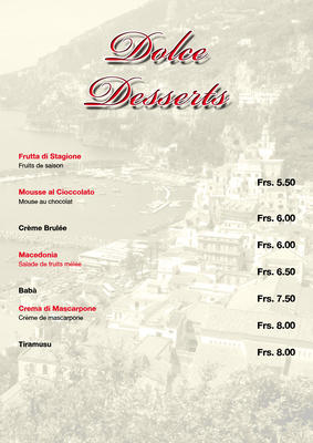 LA COSTIERA MENU DOLCE DESSERTS