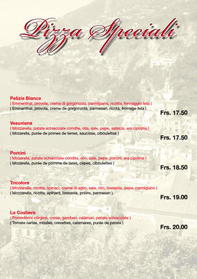 LA COSTIERA MENU PIZZA SPECIALE