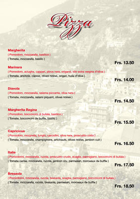 LA COSTIERA MENU PIZZA