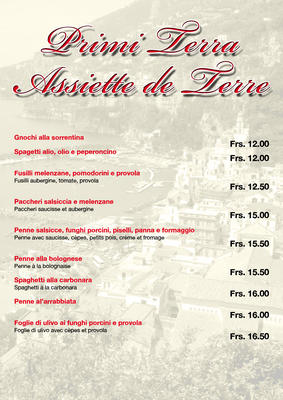 LA COSTIERA MENU PRIMI TERRA ASSIETE DE TERRE