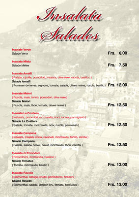 LA COSTIERA MENU SALADES