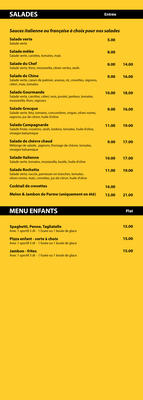 MENU PIZZA TAXI SALADES & MENU ENFANTS 2016