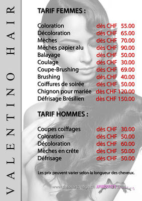 VALENTINO HAIR 2010 VEVEY LISTE DE PRIX 2011 2